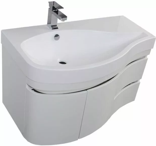 фото Тумба с раковиной Aquanet Сопрано 95 L белый (2 дверцы 2 ящика) арт. 00212998 