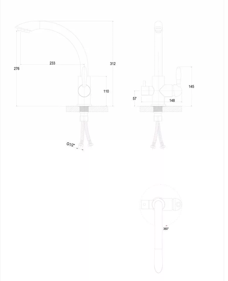 картинка Смеситель для кухни Paulmark Essen, серый, две воды, Es213001-310 