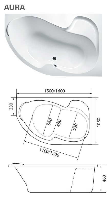 картинка Ванна Marka One AURA 150x105 R с каркасом 