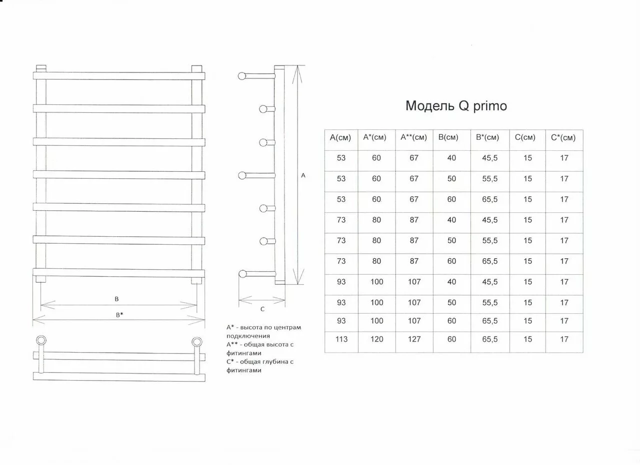 картинка Полотенцесушитель Двин Q primo electro 100/60 1"-3/4"-1/2" Электрический ТЭН справа К эл, Золотой хром (4627170784705) 