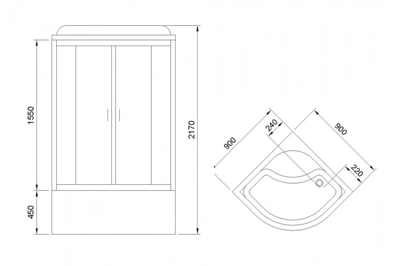 картинка Душевая кабина Royal Bath 90BK1-M-CH (матовое) 90x90x217 