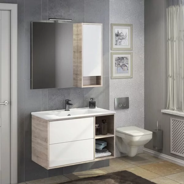 фото Тумба с раковиной Comforty Гамбург 90 дуб сонома 