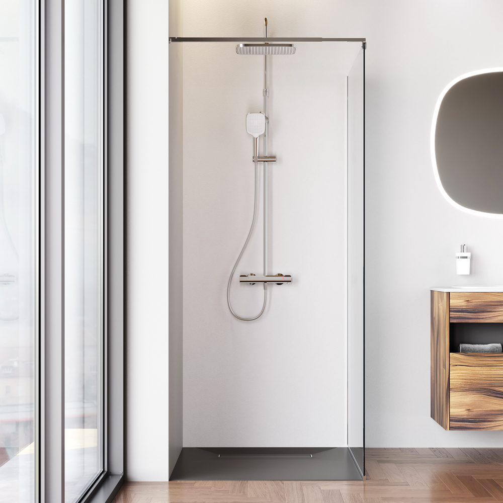 фото Душевая перегородка AM.PM Func W84WI-90-F1-MTE 90x200 прозрачная 8 мм с покрытием профиль матовый хром 