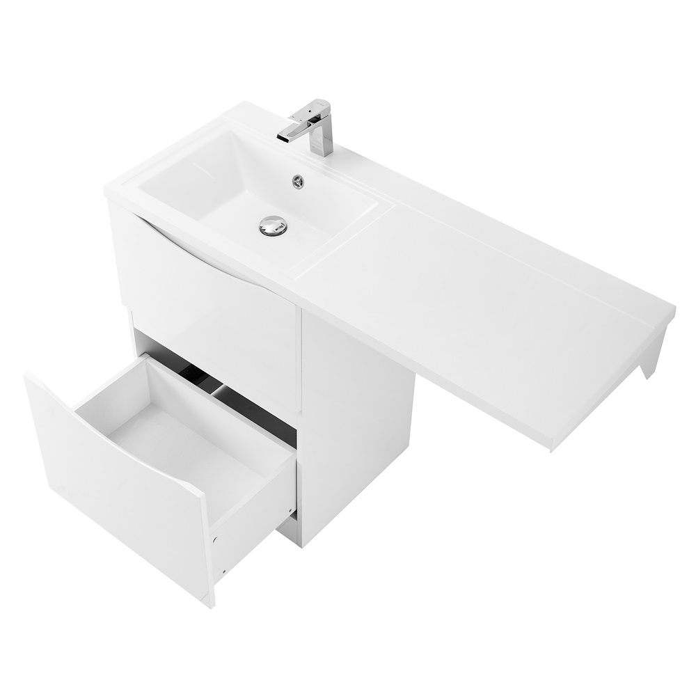 фото Тумба с раковиной напольная BelBagno LAVANDERIA-58/120-L Bianco Lucido, раковина белая 