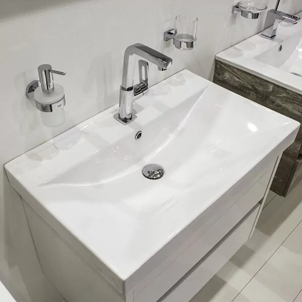 фото Тумба с раковиной Comforty Дублин 75 белый глянец 