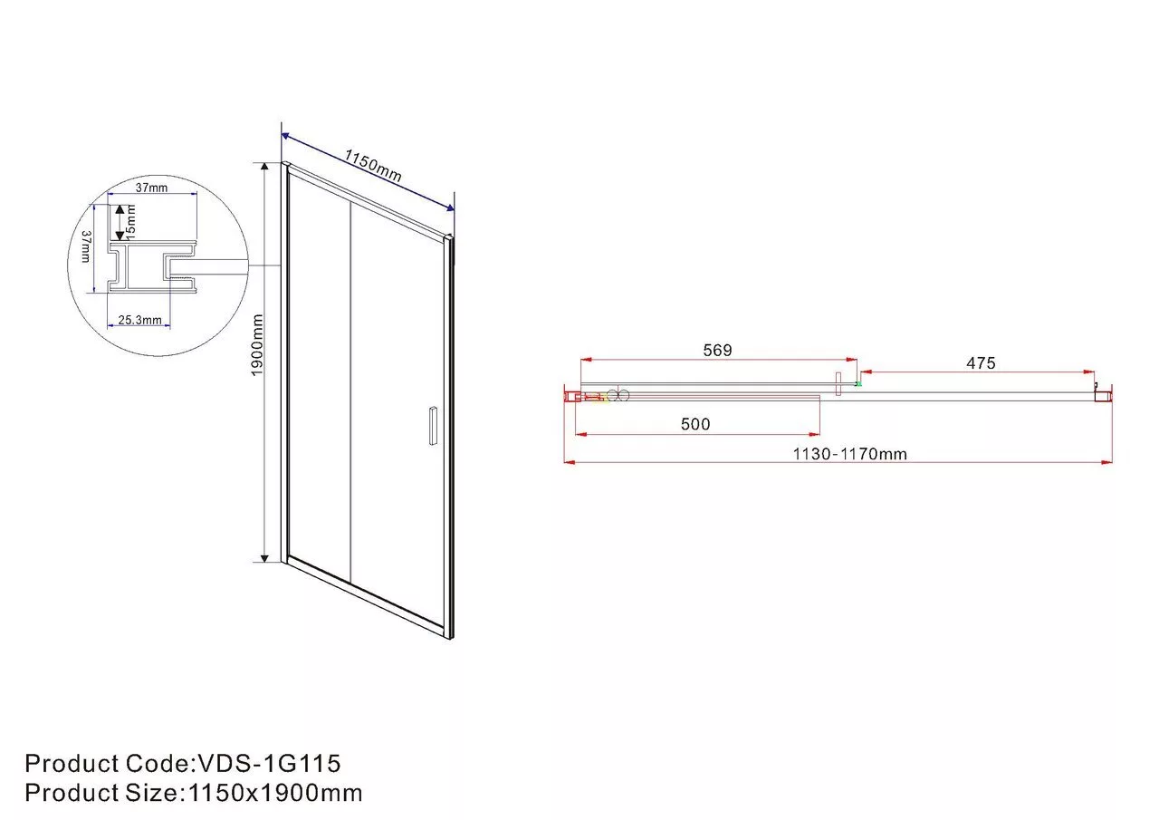 фото Душевая дверь Vincea Garda VDS-1G115CL, профиль хром, стекло прозрачное 