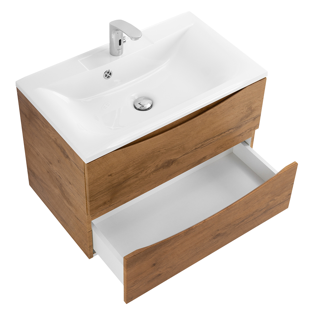 фото Тумба с раковиной подвесная BelBagno MARINO 65 Rovere Nature, раковина белая 