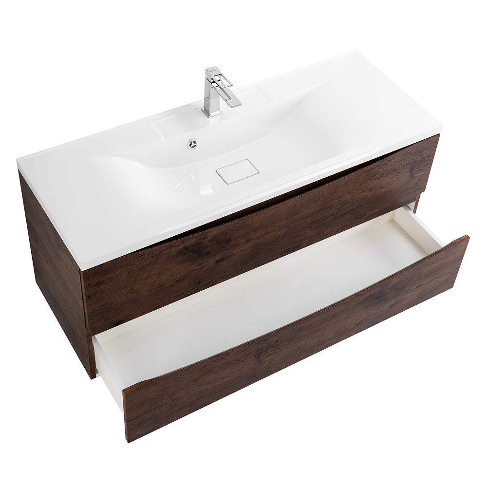 фото Тумба с раковиной подвесная BelBagno MARINO 110 Rovere Moro, раковина белая 