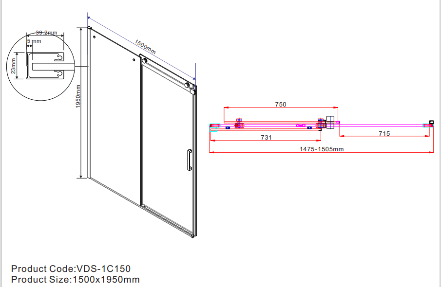 фото Душевая дверь Vincea Como VPS-1C150CL, профиль хром, стекло прозрачное 