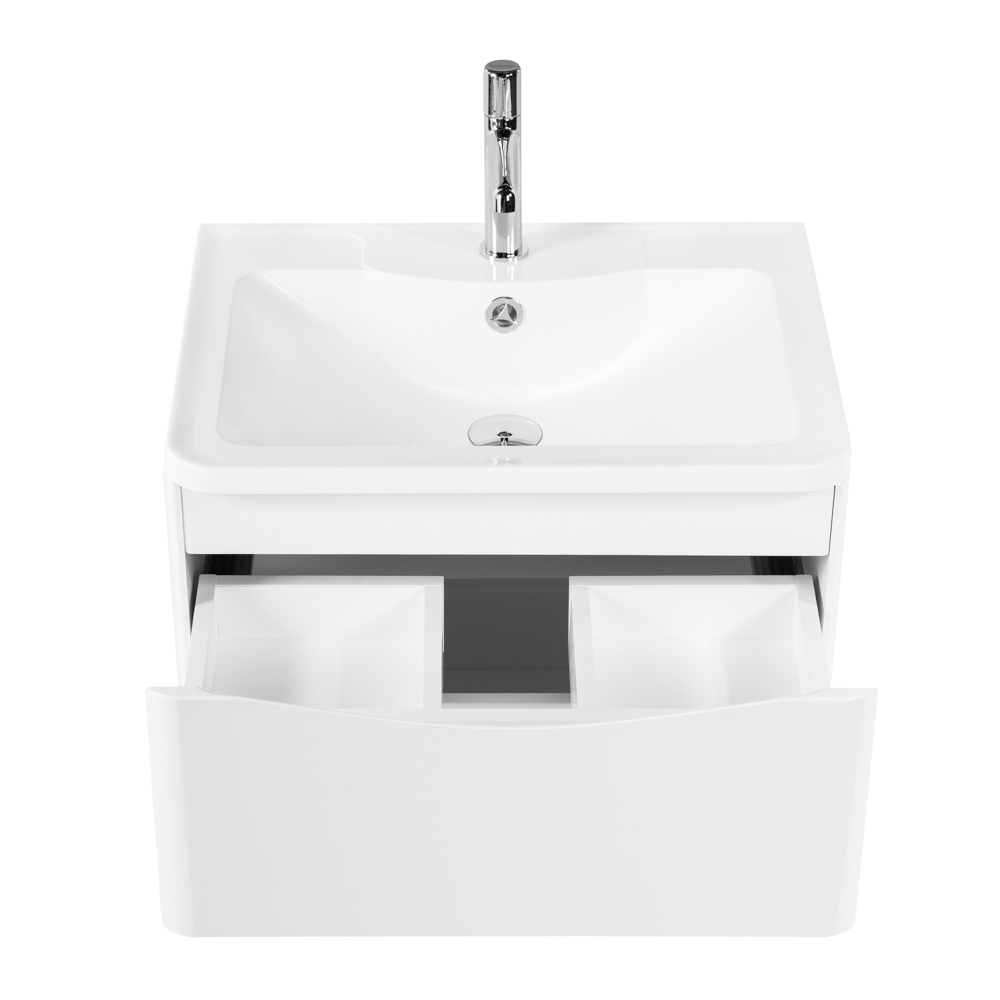фото Тумба с раковиной подвесная BelBagno ACQUA 60 Bianco Lucido, раковина белая 