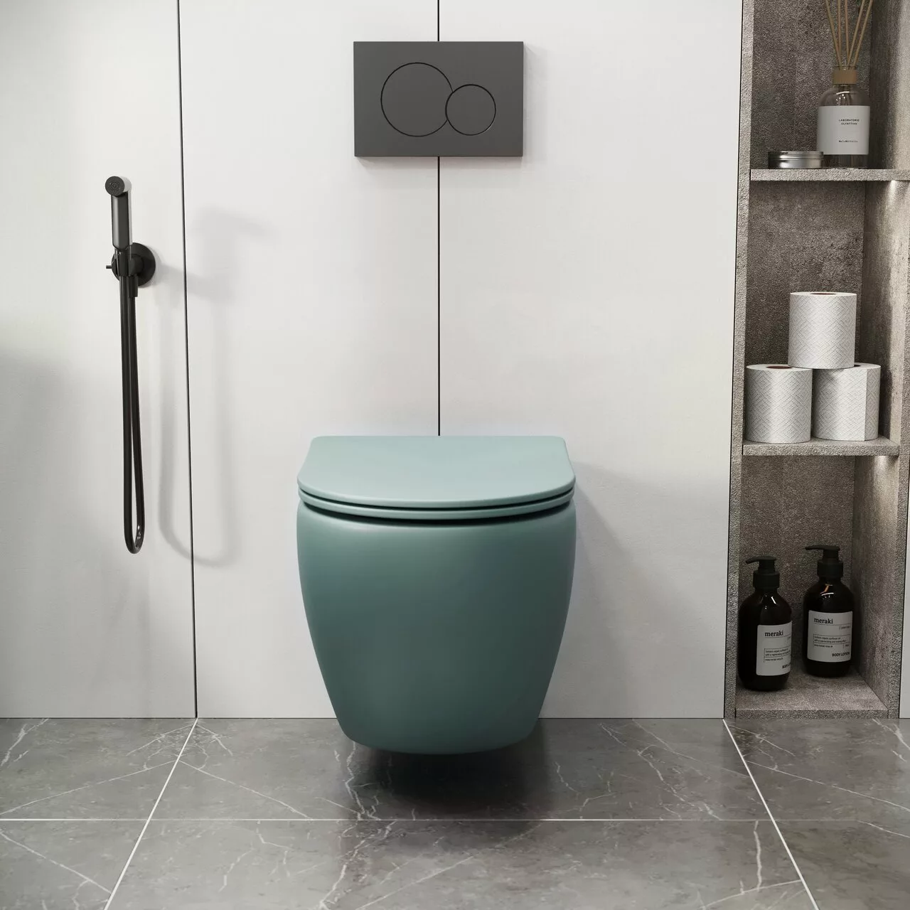 картинка Унитаз подвесной Grossman GR-4411MNMS Color безободковый, мятный матовый 