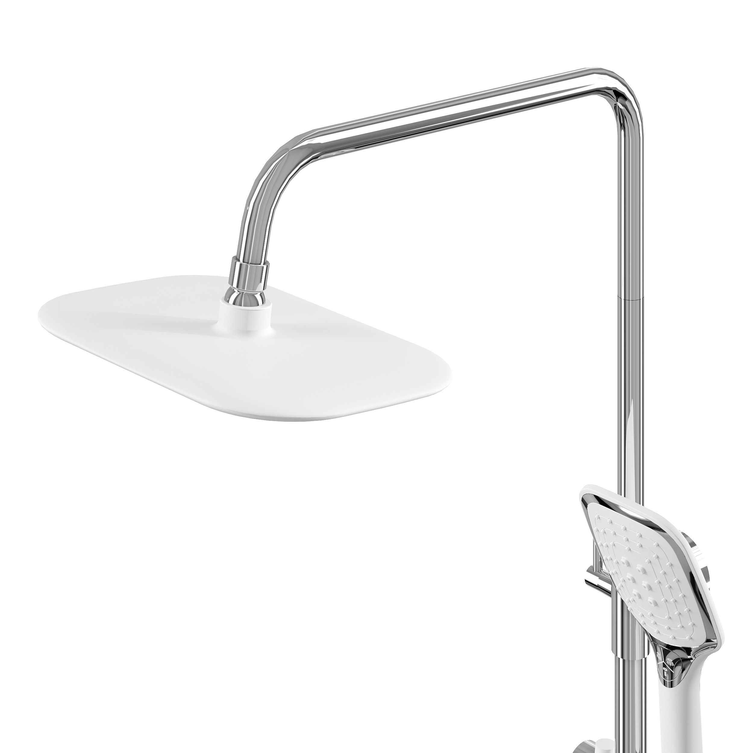 картинка Душевая стойка Grossman Alba 500.K35.06.100/000 с верхним душем ручной лейкой и смесителем хром с белым 