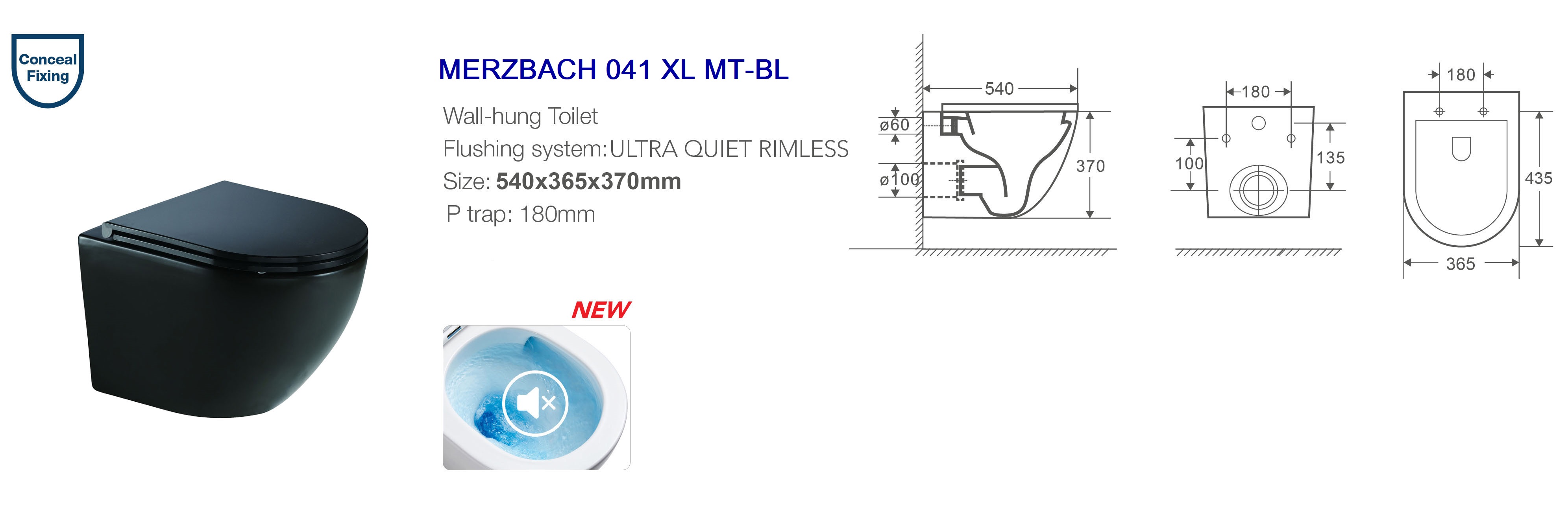 картинка Унитаз подвесной WeltWasser MERZBACH 041 XL MT-BL 