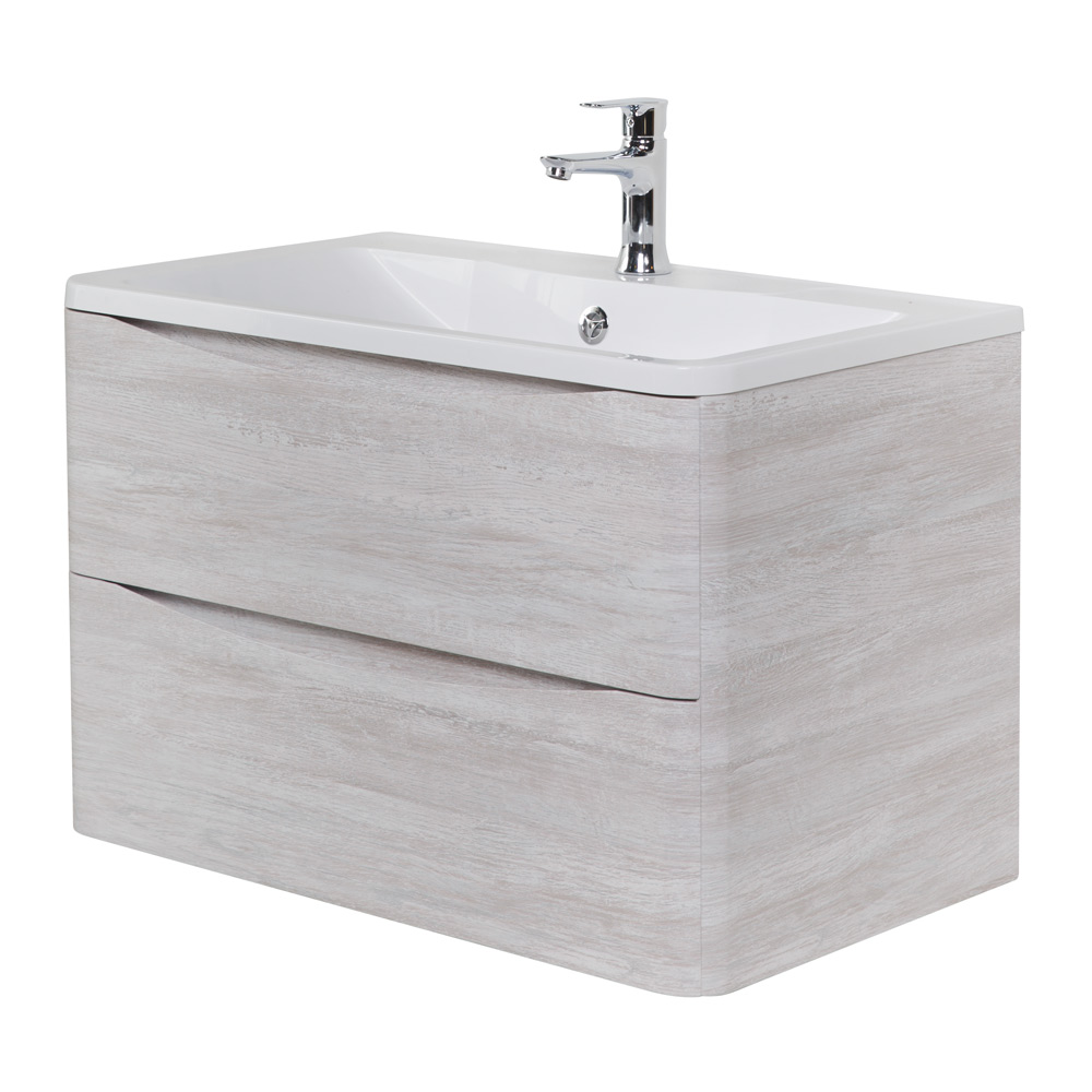 фото Тумба с раковиной подвесная BelBagno ACQUA 100 Rovere Vintage Bianco, раковина белая 