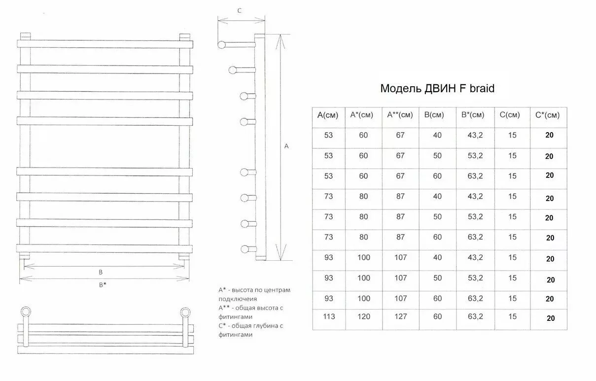 картинка Полотенцесушитель Двин F braid 80/50 1"-3/4"-1/2" Универсальный К3, Золотой хром (4627159982603) 