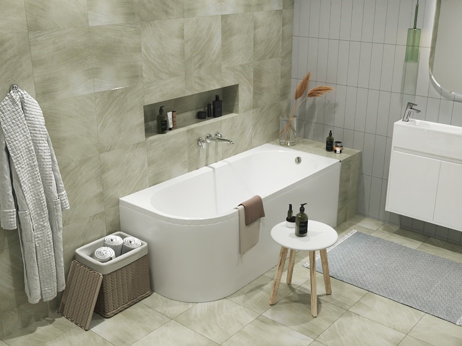 картинка Ванна Marka One ALISA MG 170x75 R с каркасом и слив-переливом 