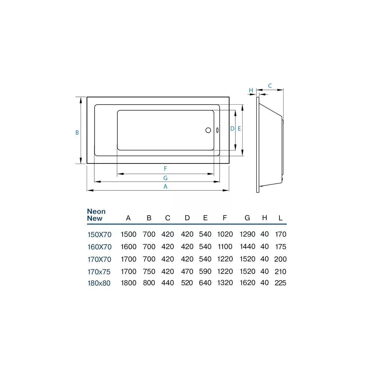 картинка Акриловая ванна Koller Pool Neon New 170X75 