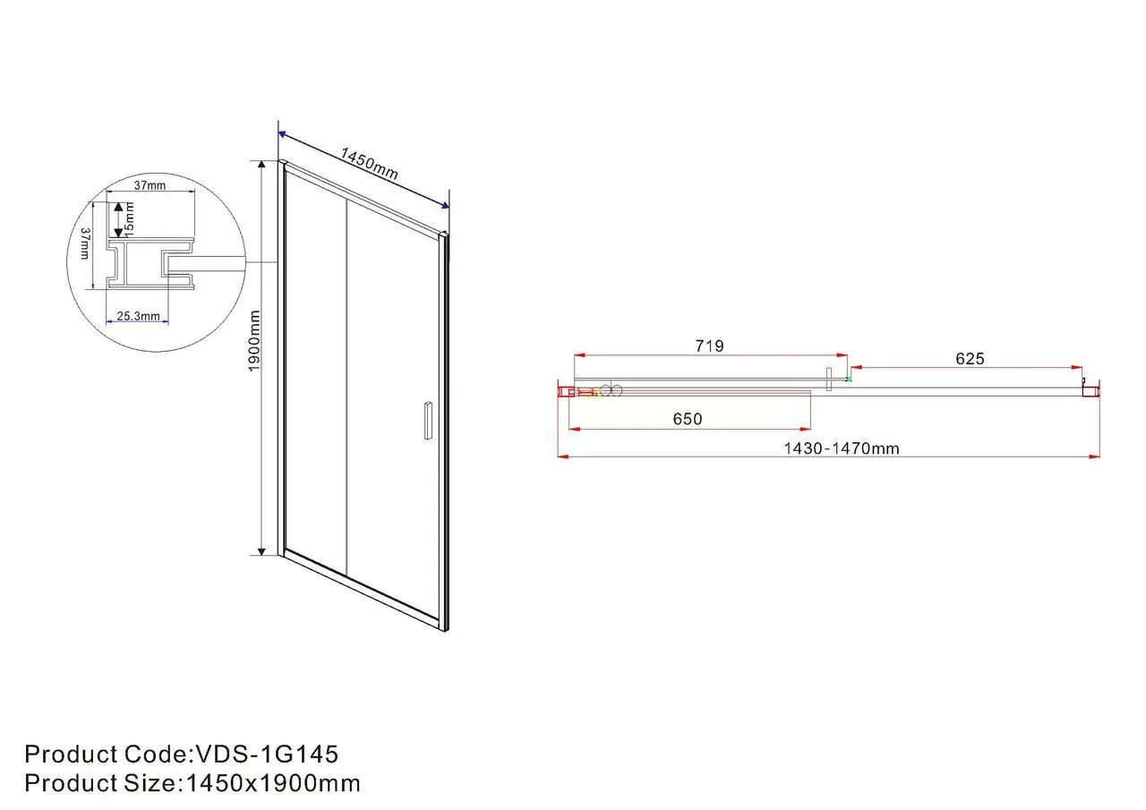 фото Душевая дверь Vincea Garda VDS-1G145CH, профиль хром, стекло шиншилла 