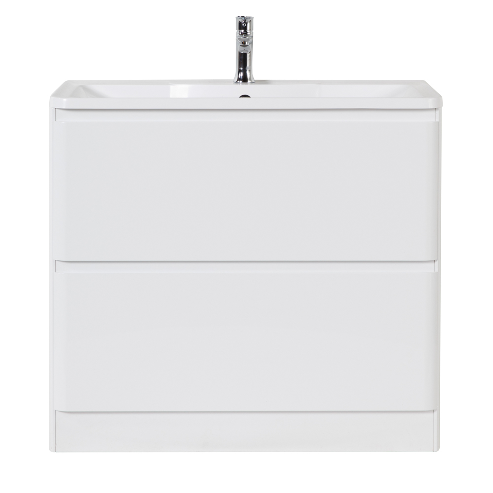фото Тумба с раковиной напольная BelBagno ALBANO 100 Bianco Lucido, раковина белая 