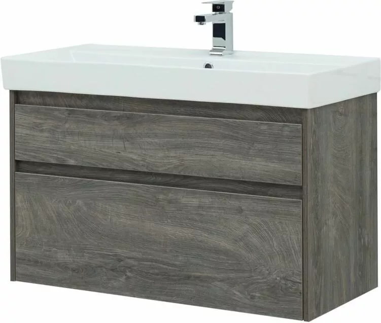 фото Тумба с раковиной Aquanet Nova Lite 100 дуб рошелье (2 ящика) арт. 00245253 