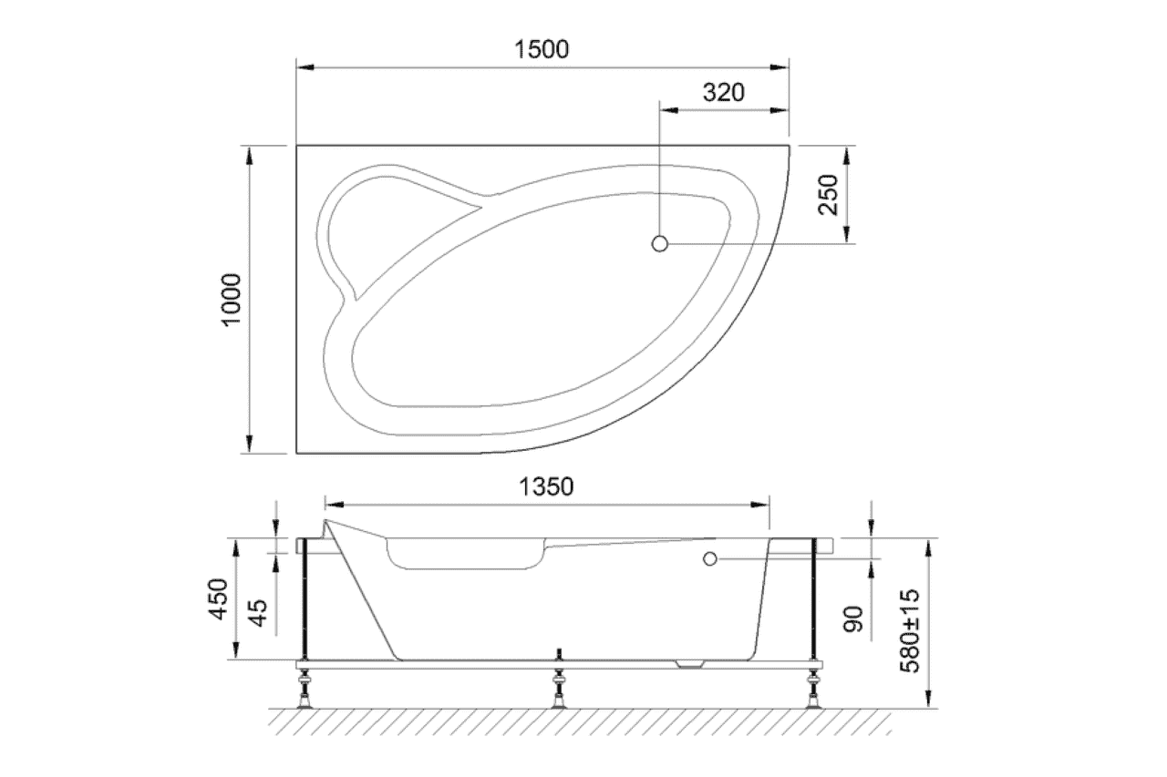 картинка Акриловая ванна Royal Bath Alpine 150x100 L 