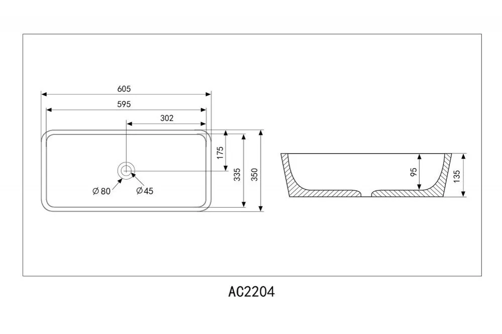 картинка Раковина накладная ABBER Rechteck AC2204 белая 