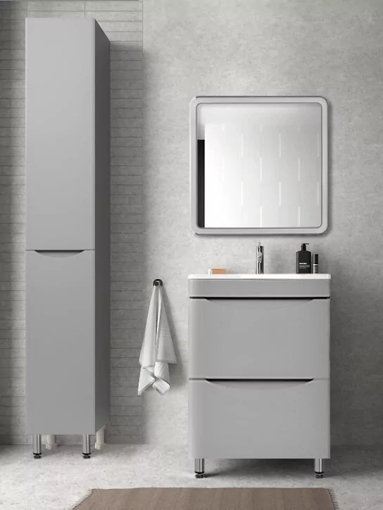 фото Тумба напольная Style Line Бергамо мини 60 2 ящика Люкс антискрейтч серый PLUS 