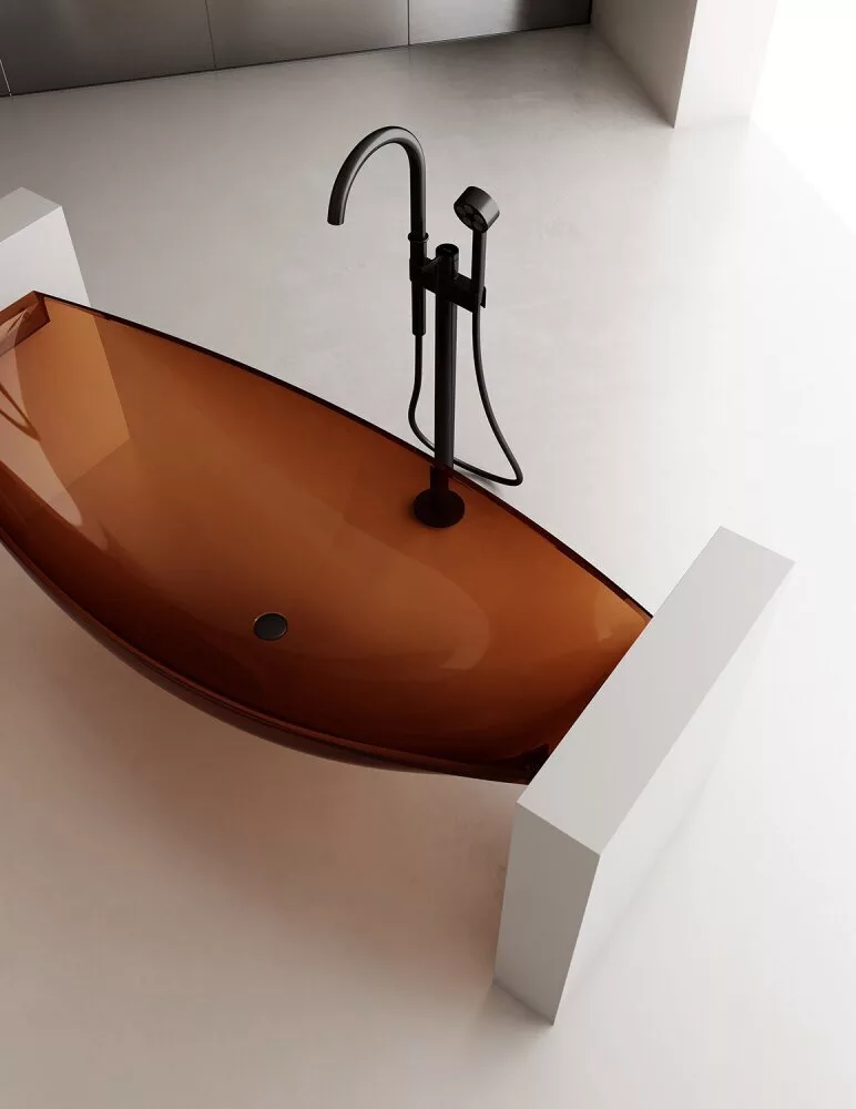 картинка Прозрачная ванна ABBER Kristall AT9704Opal подвесная коричневая 