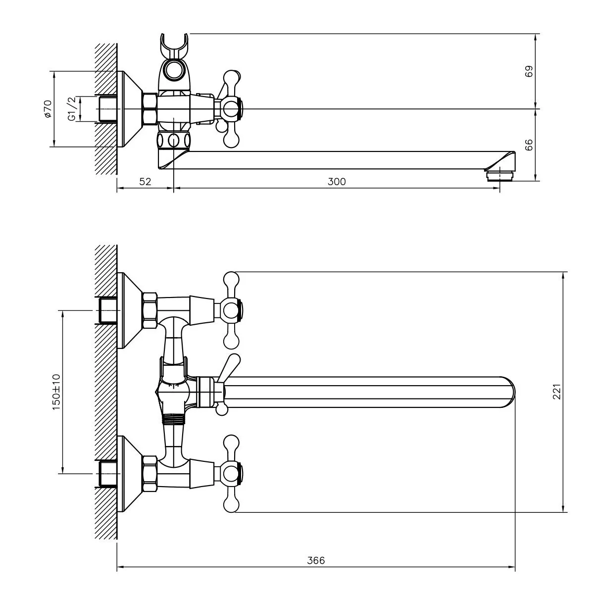 картинка Смеситель для ванны DECOROOM DR53043 