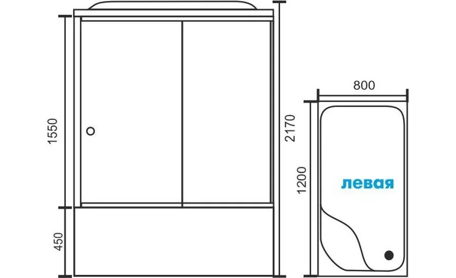 картинка Душевая кабина Royal Bath 8120BP2-T-CH (прозрачное) левая 120x80x217 