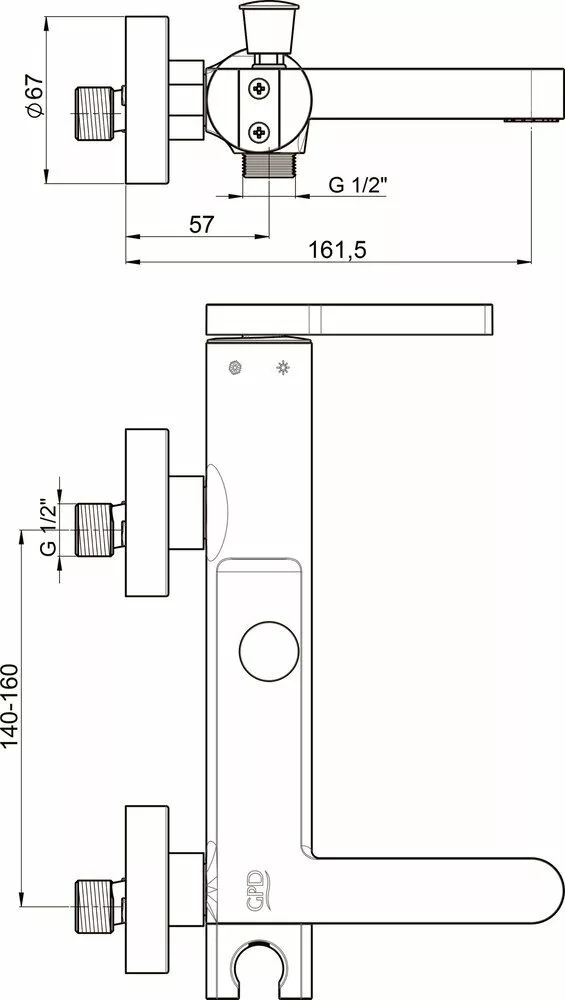 картинка Смеситель для ванны GPD Gildo MBB165-S-R 