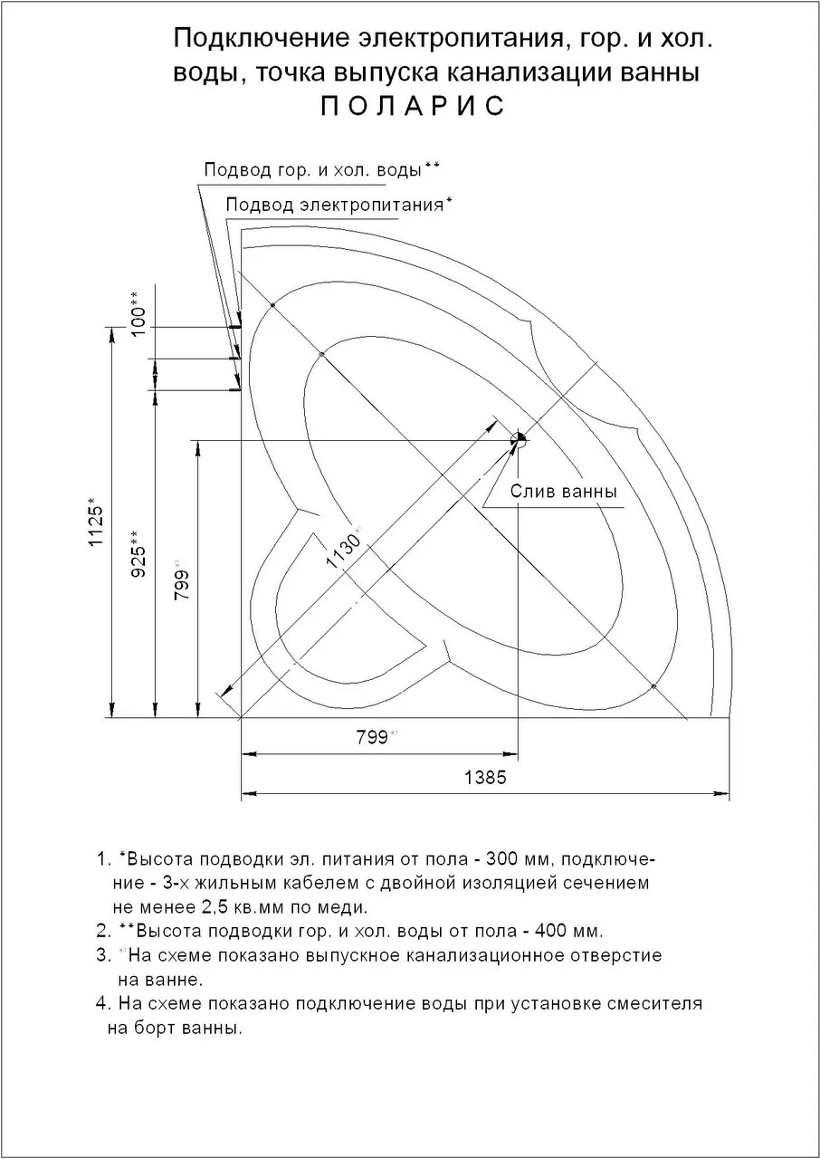 картинка Акриловая ванна Aquatek Поларис-1 140x140 угловая с каркасом 