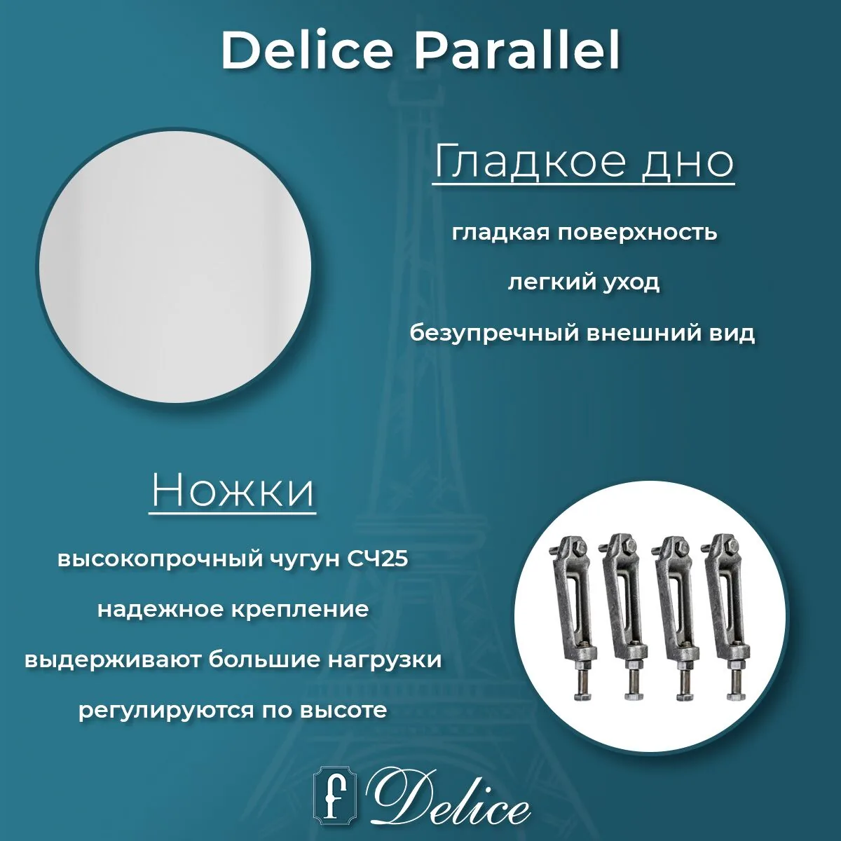 картинка Ванна чугунная Delice Parallel 150х70 DLR220503 