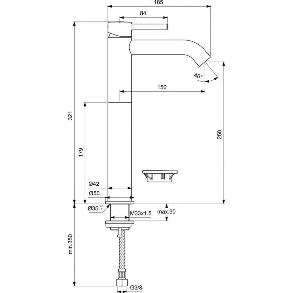 картинка Смеситель для раковины с удлиненным корпусом Ideal Standard CERALINE BC269XG 