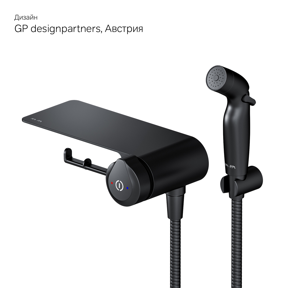картинка Гигиенический набор AM.PM F0H85A822 X-Joy TouchReel со смесителем для душа с полкой держателем туалетной бумаги 