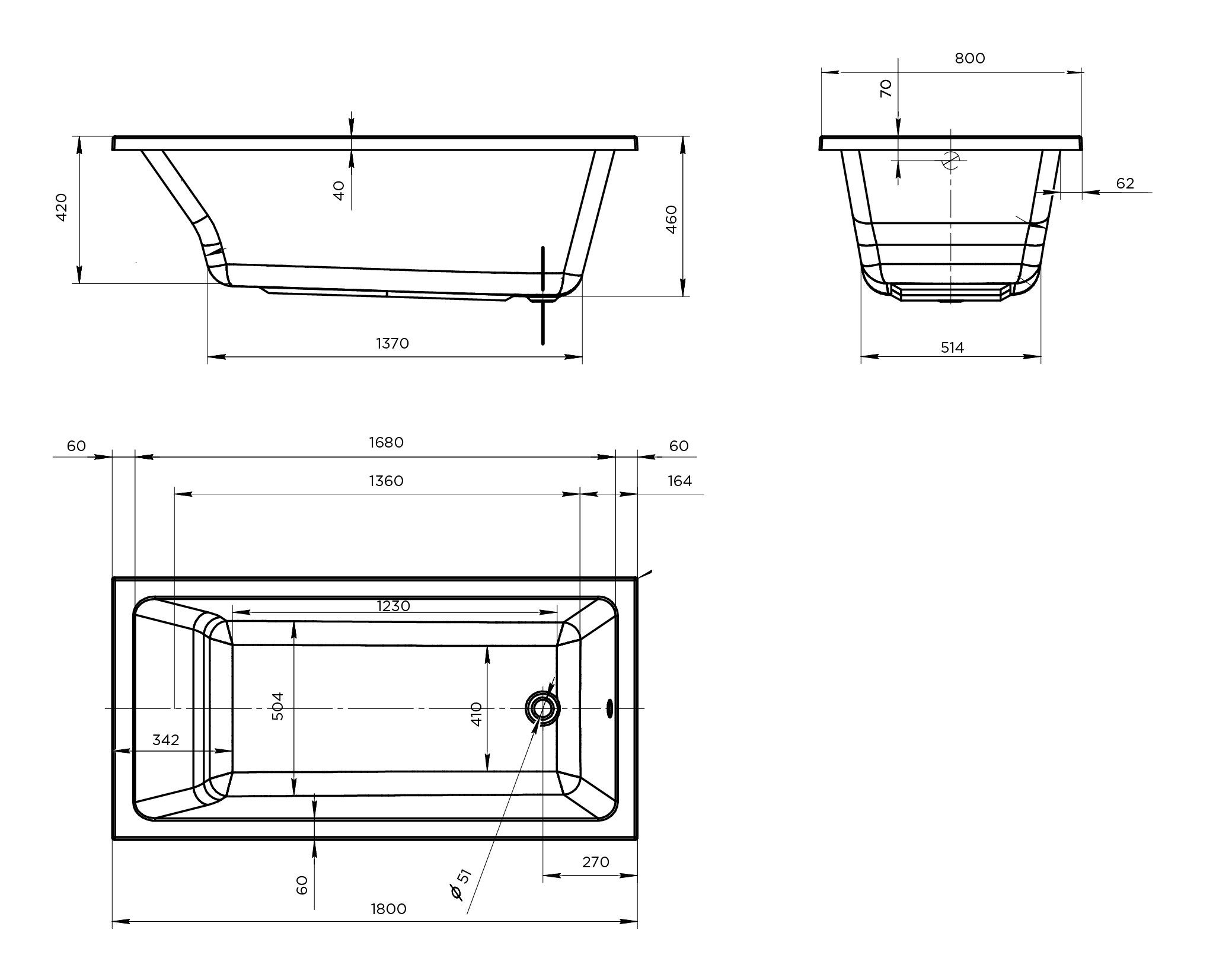 картинка Ванна Marka One BIANCA 180x80 