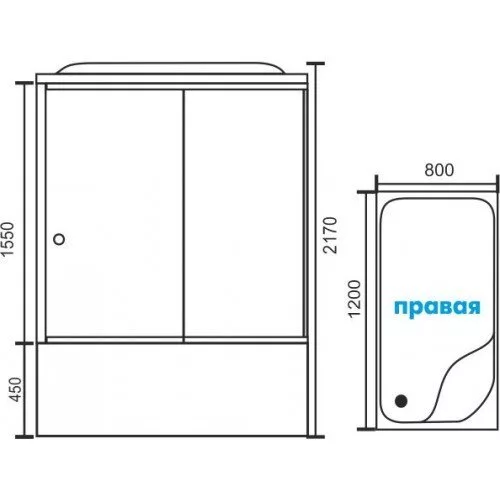 картинка Душевая кабина Royal Bath 8120BP6-BT-CH (черное/прозрачное) правая 120x80x217 