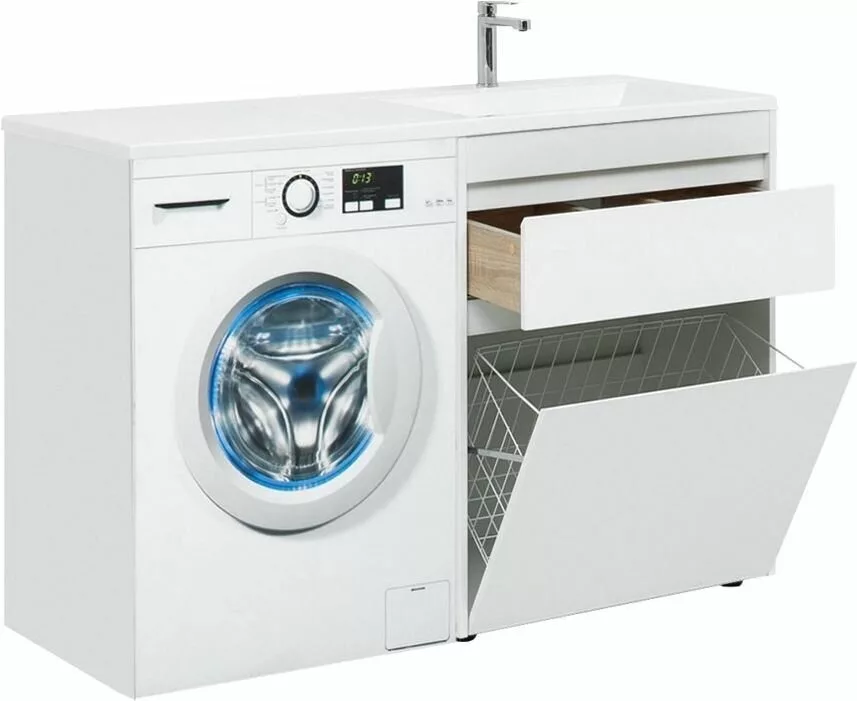 фото Тумба с раковиной Aquanet Токио 130 R белый (напольная, 1 ящик) арт. 00239303 