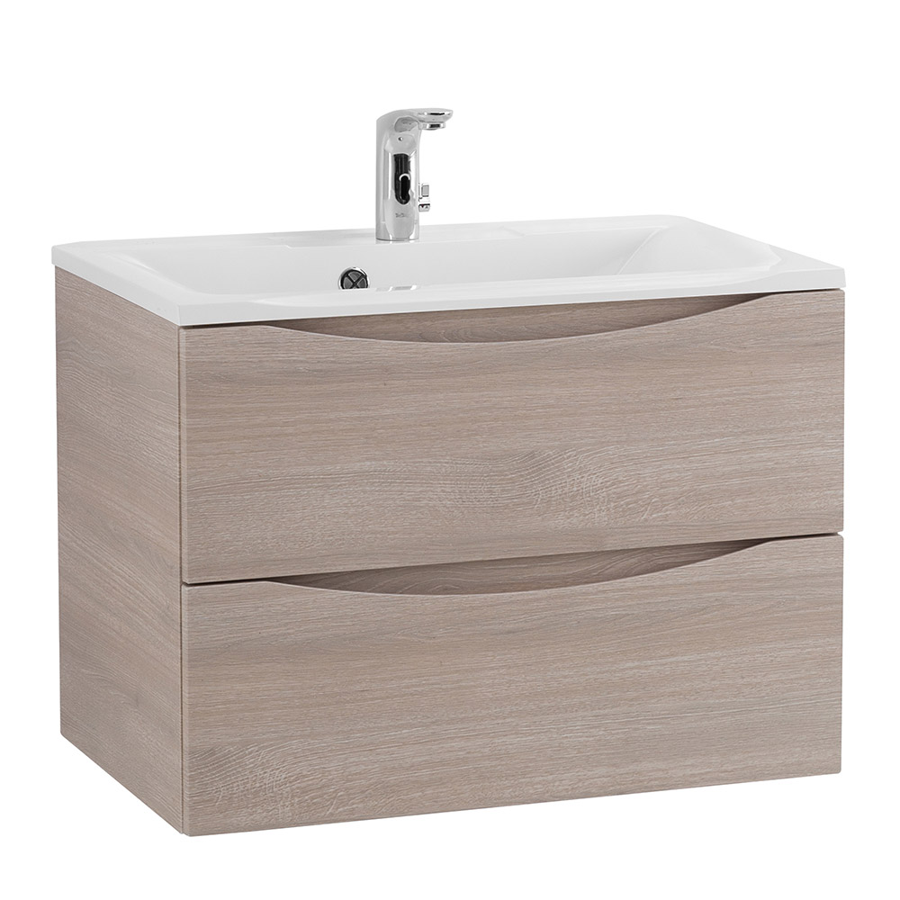 фото Тумба с раковиной подвесная BelBagno MARINO 65 Rovere Grigio, раковина белая 