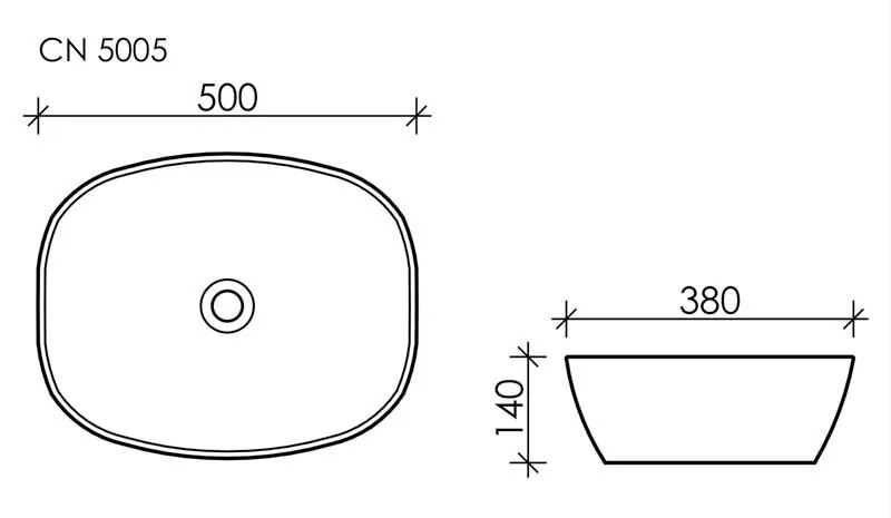 картинка Накладная раковина Ceramicanova Element CN5005 цвет белый 50х38 см 