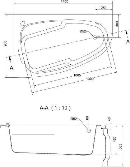 картинка Акриловая ванна Cersanit Joanna 140 L ультра белый с каркасом Cersanit Joanna RW-JOANNA*140 