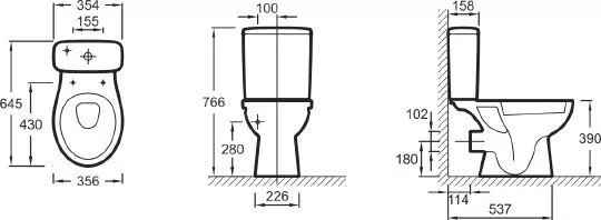 картинка Унитаз-компакт Jacob Delafon Patio UJV102-00 