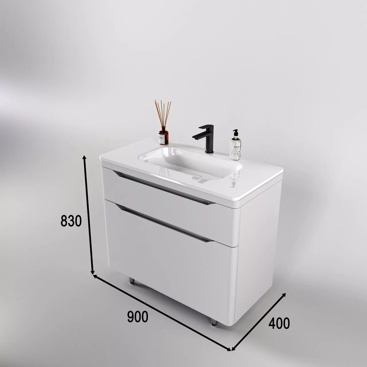 картинка Тумба напольная Style Line El Fante Марелла 90 Люкс антискрейтч белый матовый  в ванную комнату