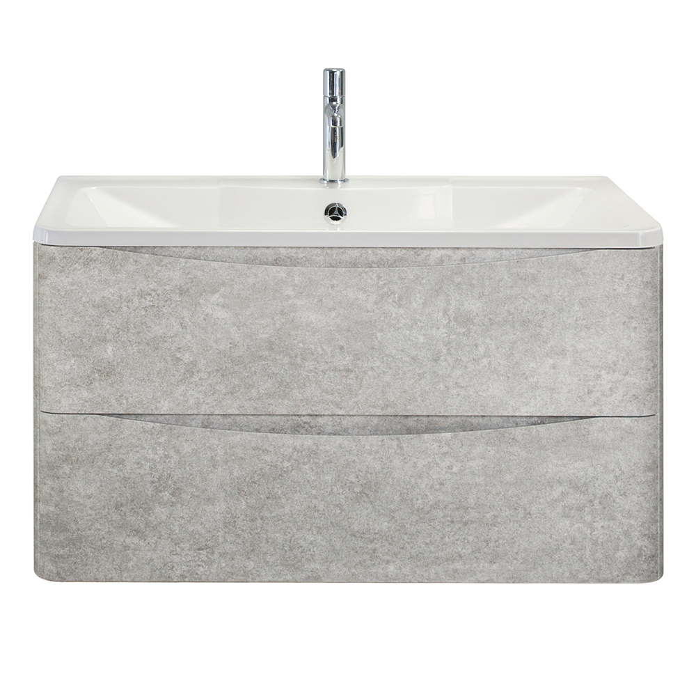 фото Тумба с раковиной подвесная BelBagno ACQUA 80 Cemento Verona Grigio, раковина белая 