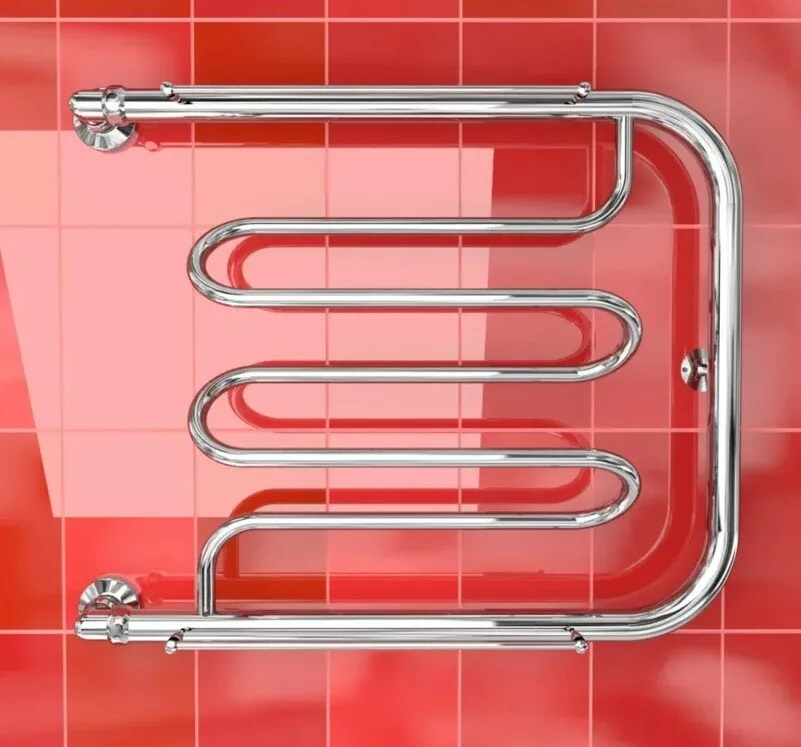 картинка Полотенцесушитель Двин Dw 50/50 1"-1/2" С полкой Водяной К0, Полированный (4627085930860) 