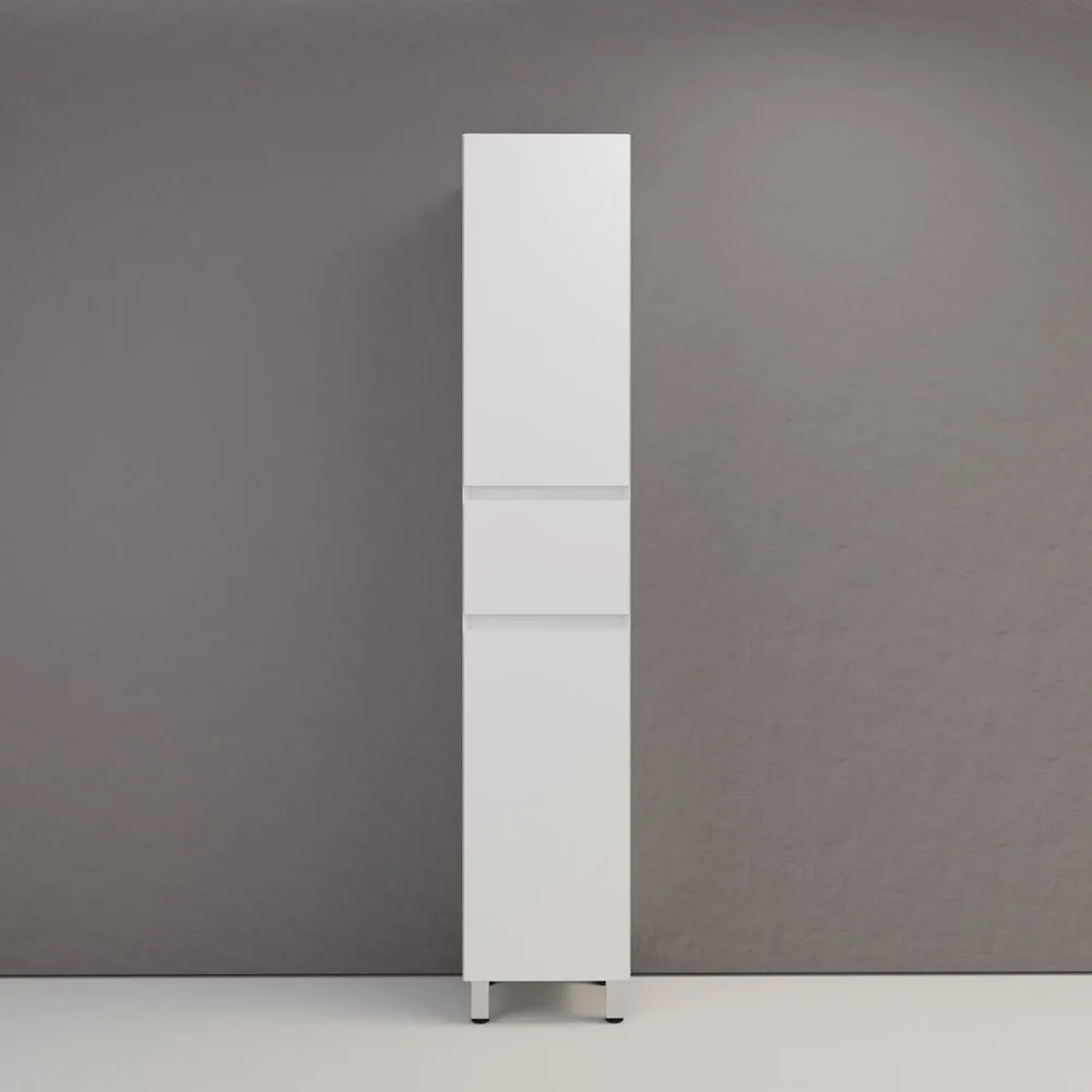 фото Пенал напольный Style Line Манхэттен 36 эмаль 1 ящик 2 створки PLUS белый матовый 