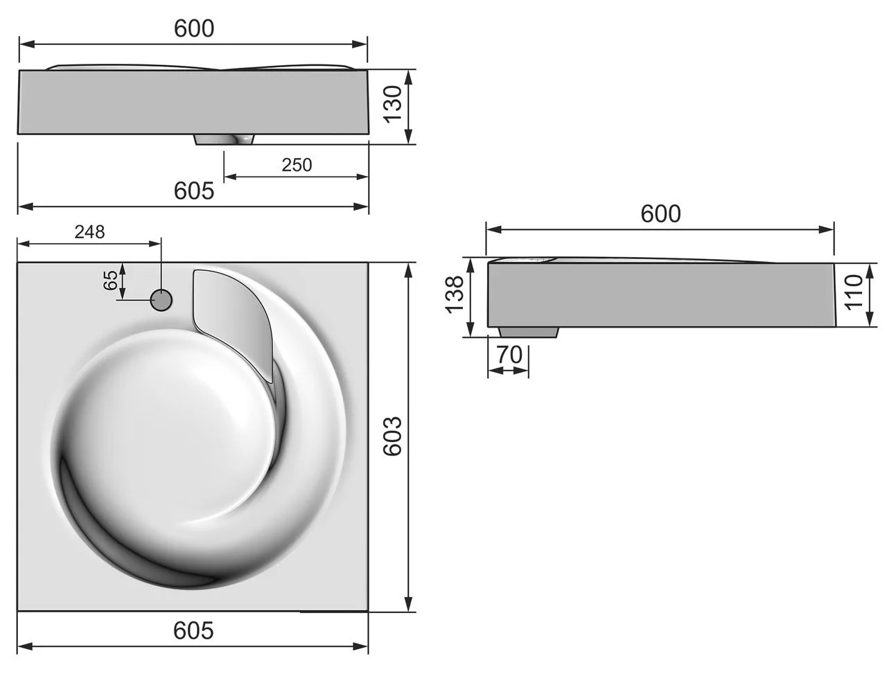 картинка Раковина Grossman NEO 60 на стиральную машину 