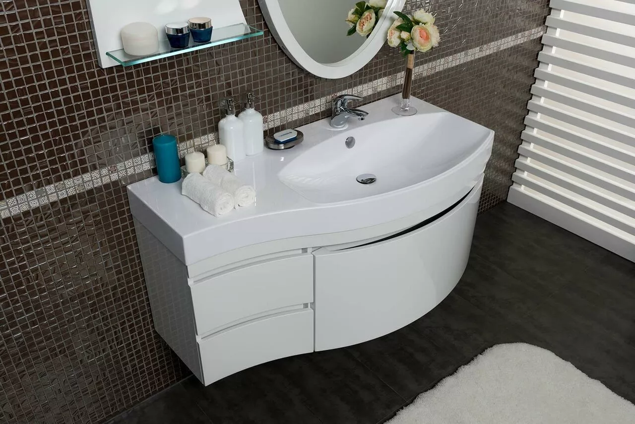 фото Тумба с раковиной Aquanet Опера 115 R белый (2 дверцы 2 ящика) арт. 00212992 