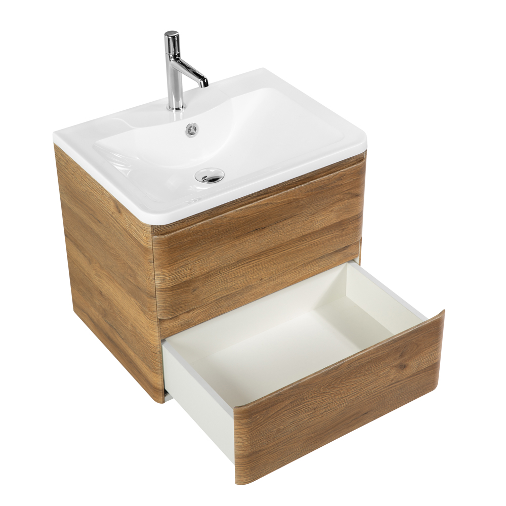 фото Тумба с раковиной подвесная BelBagno ALBANO 60 Rovere Rustico, раковина белая 
