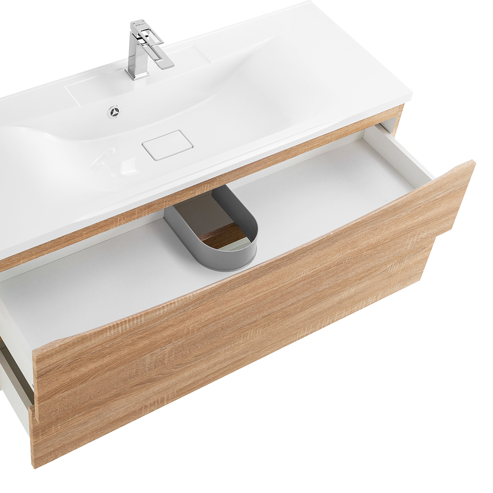 фото Тумба с раковиной подвесная BelBagno MARINO 120 Rovere Bianco, раковина белая 